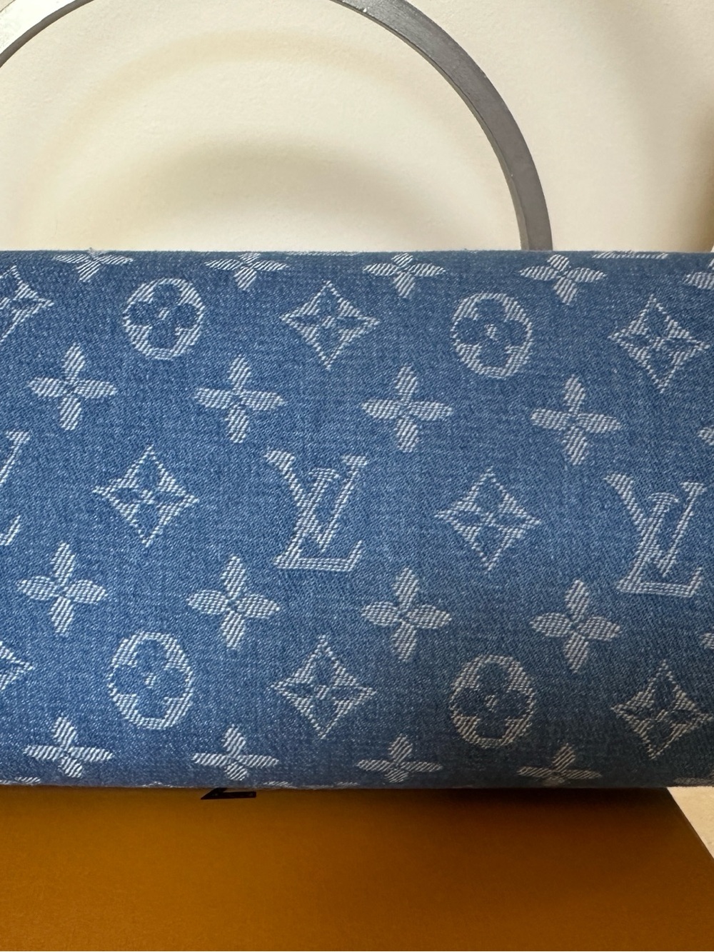 Lux inspired Nano Speedy bag is blue monogram denim. - Picture 12 of 16